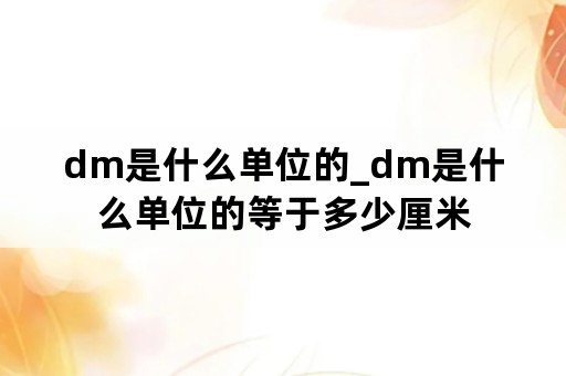 dm是什么单位的_dm是什么单位的等于多少厘米