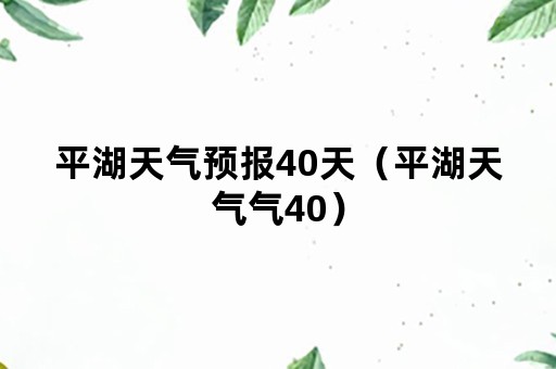 平湖天气预报40天（平湖天气气40）