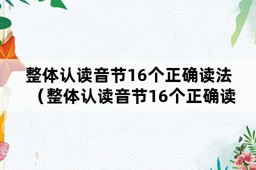 整体认读音节16个正确读法（整体认读音节16个正确读法复韵母）