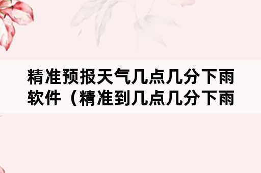 精准预报天气几点几分下雨软件（精准到几点几分下雨的天气预报软件）