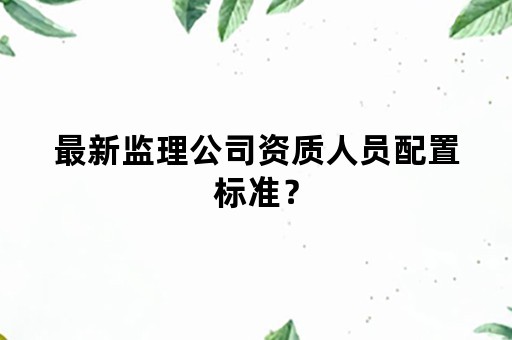 最新监理公司资质人员配置标准？