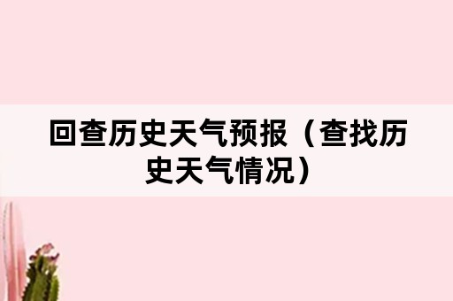 回查历史天气预报（查找历史天气情况）