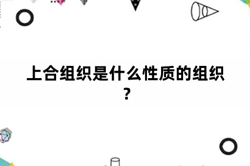 上合组织是什么性质的组织？