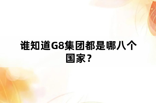 谁知道G8集团都是哪八个国家？