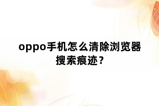 oppo手机怎么清除浏览器搜索痕迹？