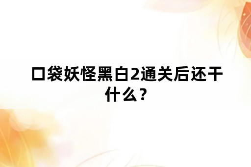 口袋妖怪黑白2通关后还干什么？