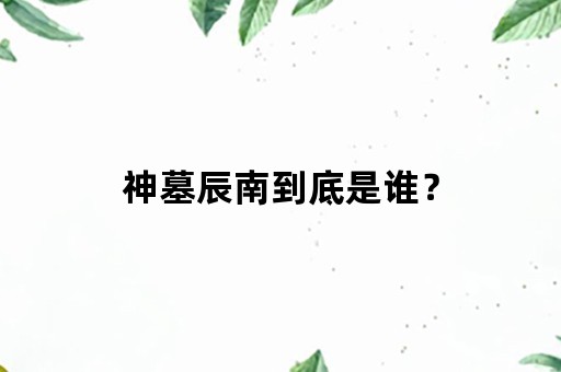 神墓辰南到底是谁？