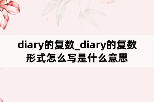 diary的复数_diary的复数形式怎么写是什么意思