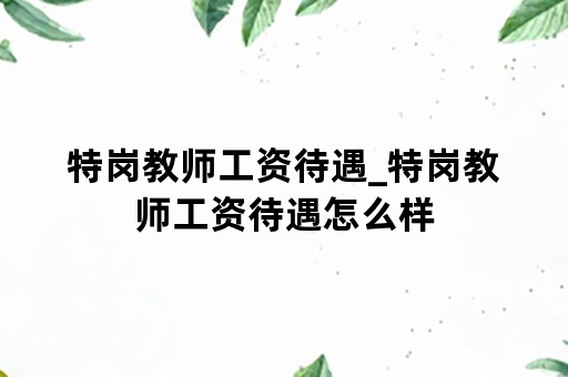 特岗教师工资待遇_特岗教师工资待遇怎么样