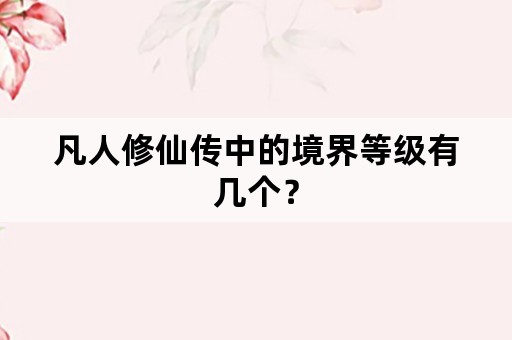 凡人修仙传中的境界等级有几个？