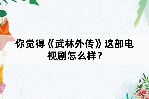 你觉得《武林外传》这部电视剧怎么样？