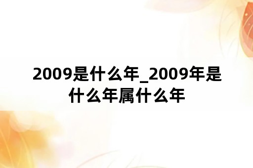 2009是什么年_2009年是什么年属什么年