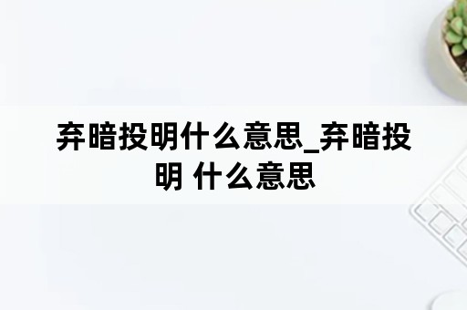 弃暗投明什么意思_弃暗投明 什么意思