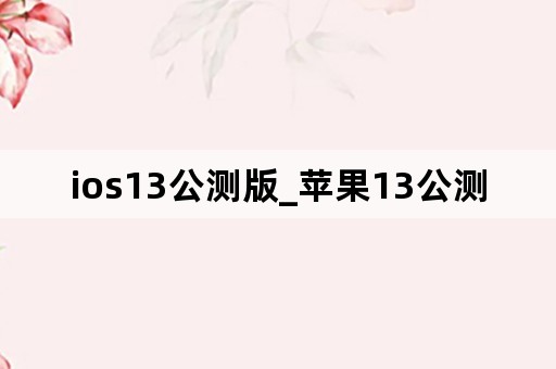 ios13公测版_苹果13公测