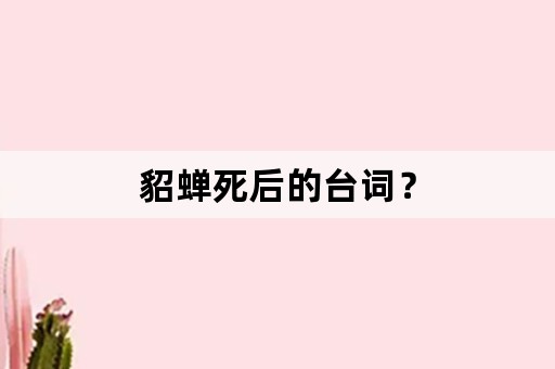 貂蝉死后的台词？