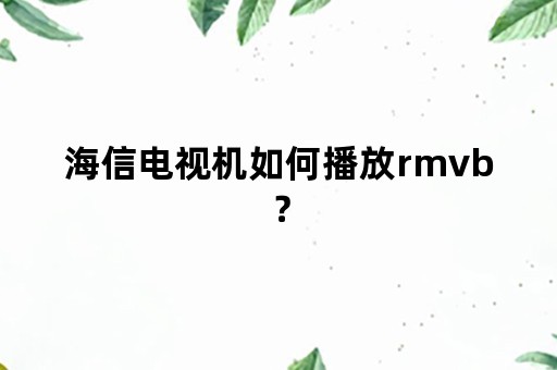 海信电视机如何播放rmvb？