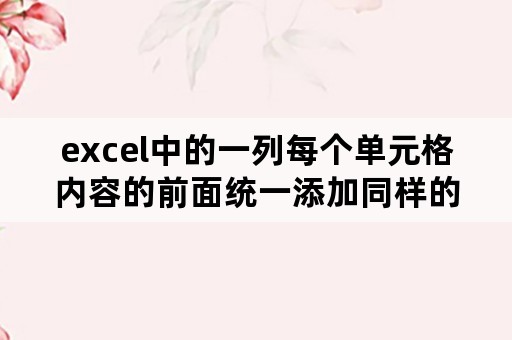 excel中的一列每个单元格内容的前面统一添加同样的文字怎么做？