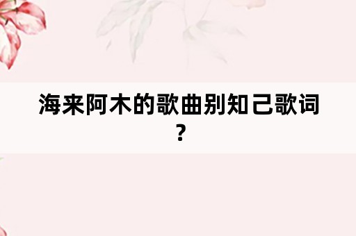 海来阿木的歌曲别知己歌词？