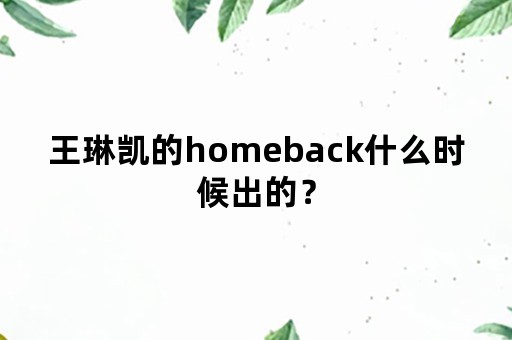 王琳凯的homeback什么时候出的？