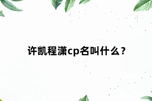 许凯程潇cp名叫什么？