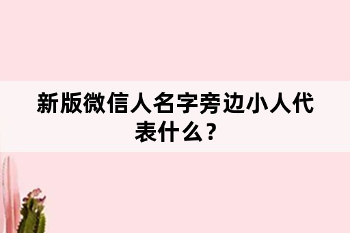 新版微信人名字旁边小人代表什么？