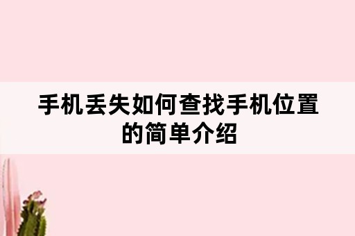 手机丢失如何查找手机位置的简单介绍