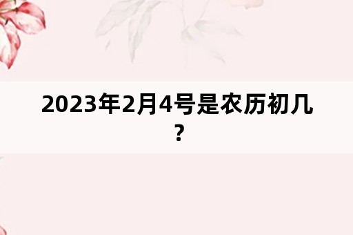 2023年2月4号是农历初几？