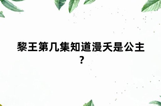 黎王第几集知道漫夭是公主？