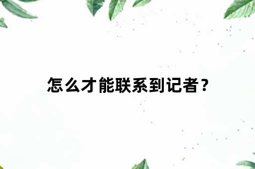 怎么才能联系到记者？