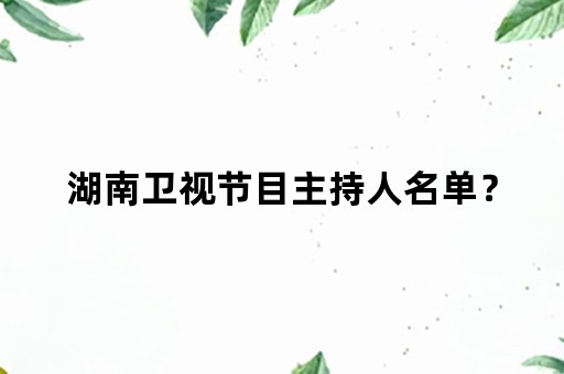 湖南卫视节目主持人名单？