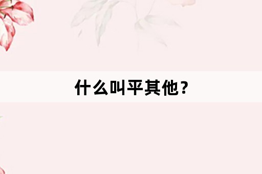 什么叫平其他？