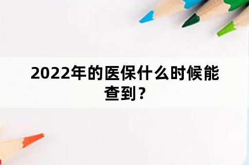 2022年的医保什么时候能查到？