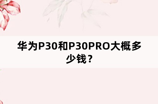 华为P30和P30PRO大概多少钱？