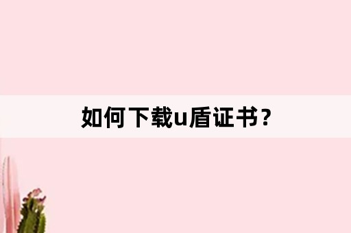 如何下载u盾证书？