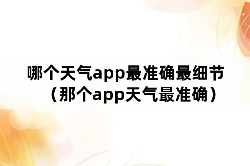 哪个天气app最准确最细节（那个app天气最准确）