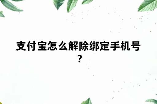 支付宝怎么解除绑定手机号？