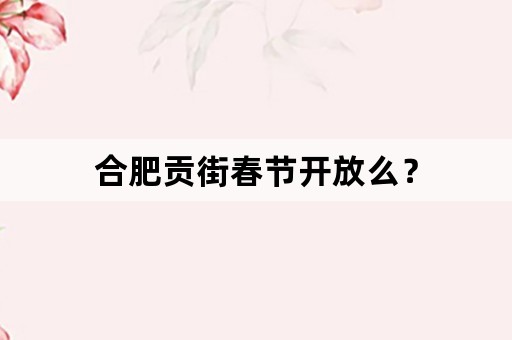 合肥贡街春节开放么？