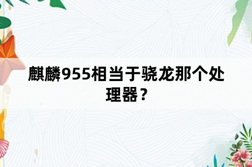 麒麟955相当于骁龙那个处理器？