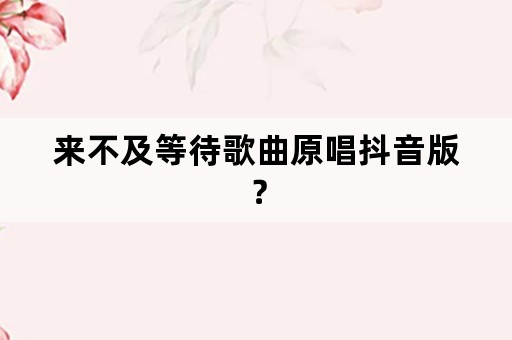 来不及等待歌曲原唱抖音版？