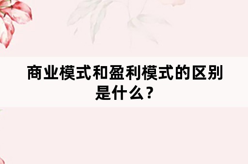 商业模式和盈利模式的区别是什么？