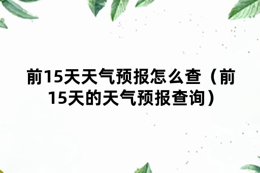 前15天天气预报怎么查（前15天的天气预报查询）