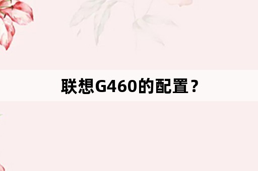 联想G460的配置？