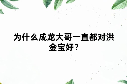 为什么成龙大哥一直都对洪金宝好？