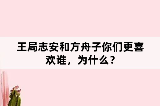 王局志安和方舟子你们更喜欢谁，为什么？