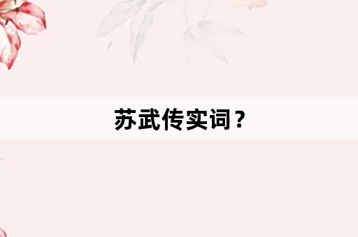 苏武传实词？