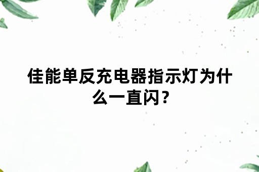 佳能单反充电器指示灯为什么一直闪？