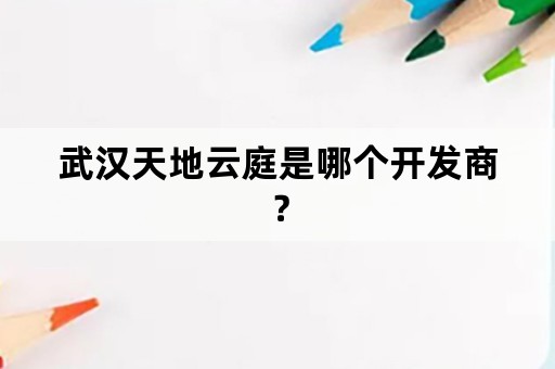 武汉天地云庭是哪个开发商？