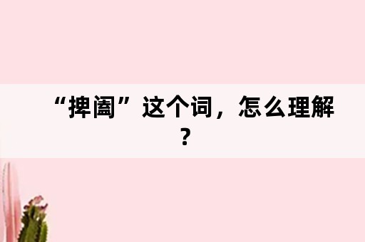 “捭阖”这个词，怎么理解？