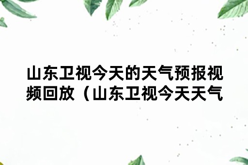 山东卫视今天的天气预报视频回放（山东卫视今天天气预报直播回放）