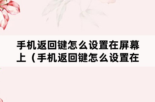 手机返回键怎么设置在屏幕上（手机返回键怎么设置在屏幕上方）